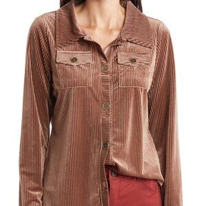 Belle by Belldini Wale Corduroy Button Front Collared Shirt Jacket Shacket